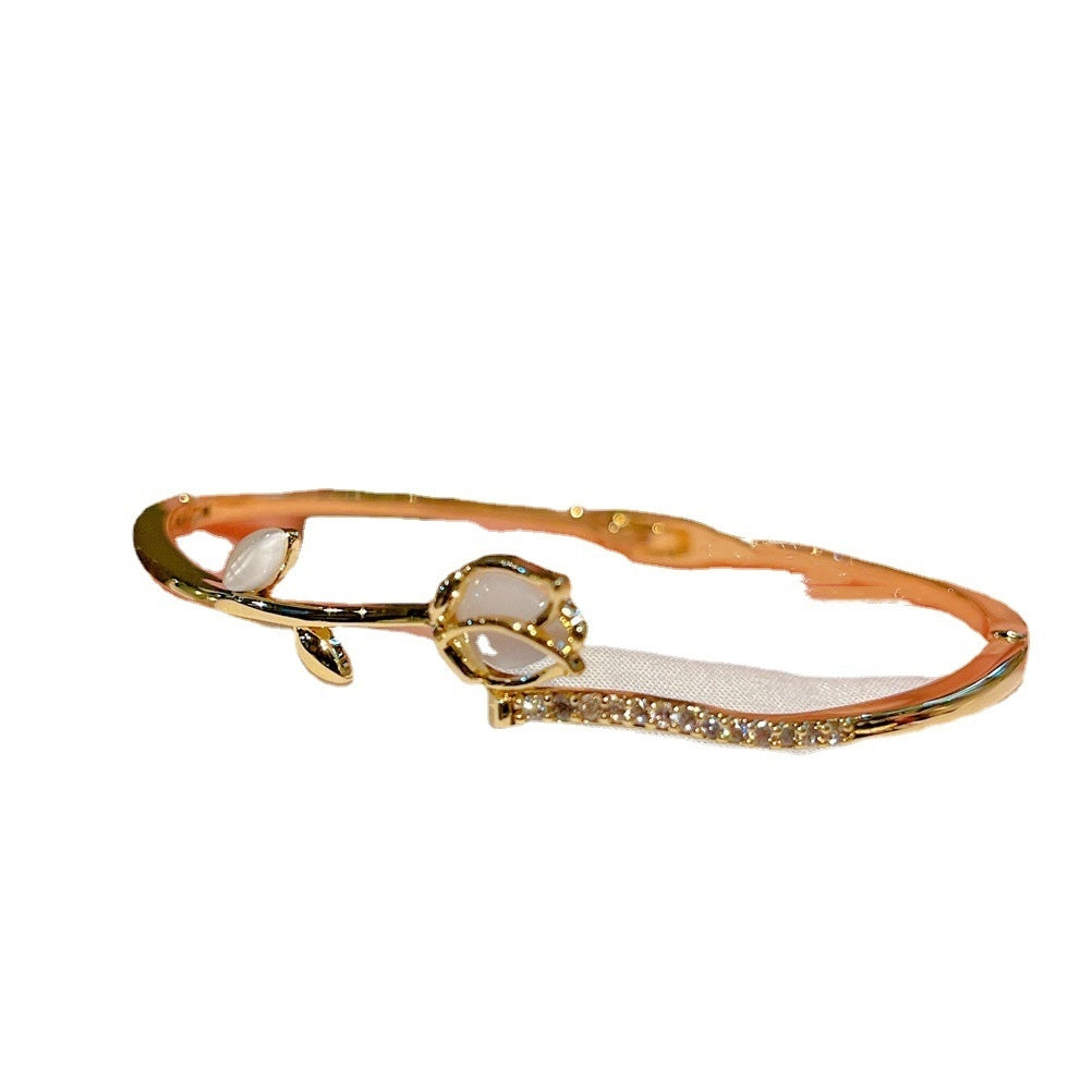 Bracelet Petite Rose Brillant Rose