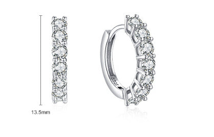 S925 Sterling Silver Circle Full Diamond Earrings Women's European And American Fashion