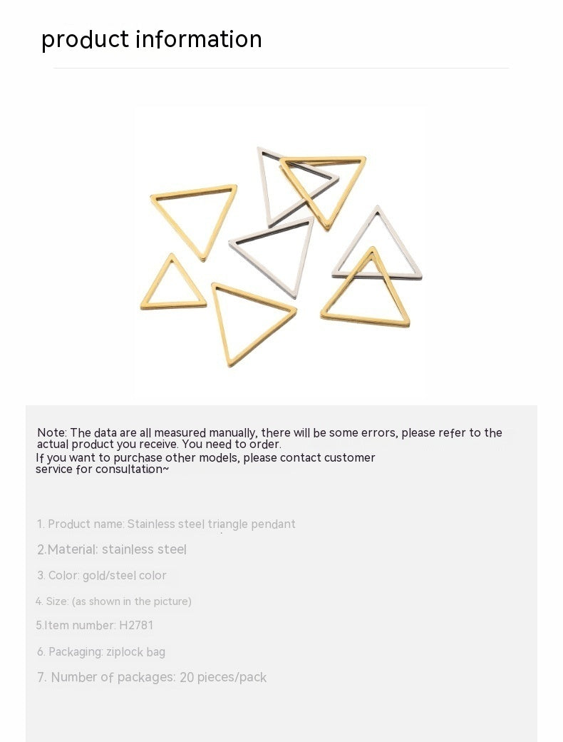 Boucles d'oreilles Triangle géométriques populaires en acier inoxydable, pendentif par galvanoplastie, accessoires d'ornement DIY