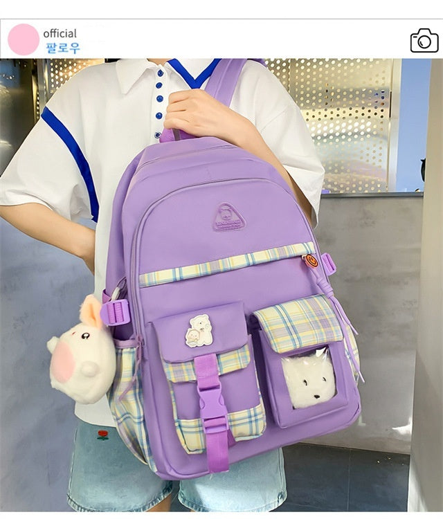 Ensemble de cinq pièces de sac à dos de style Preppy mignon