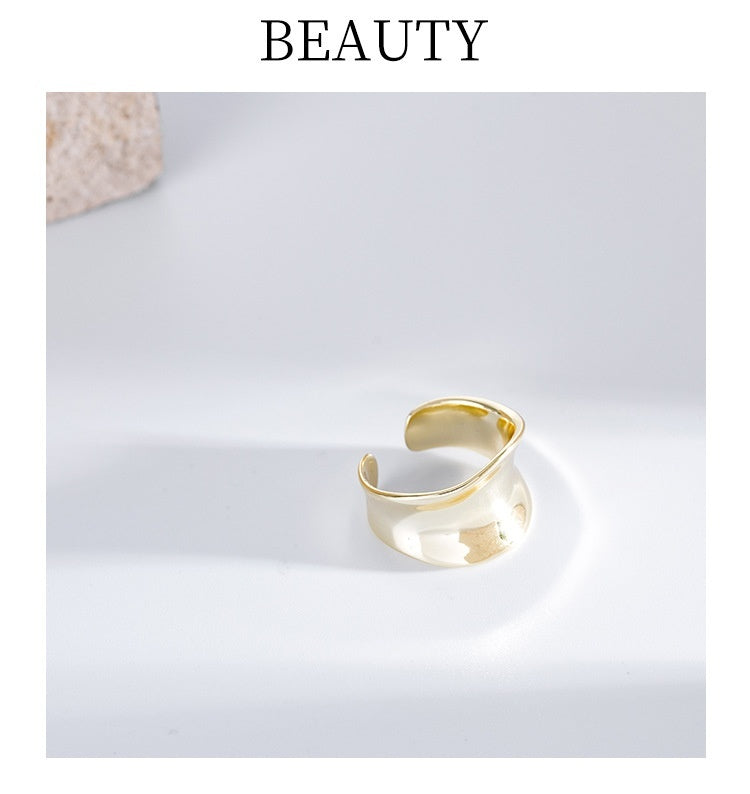 S925 Sterling Silver Ring Irregular Concave Female Ring