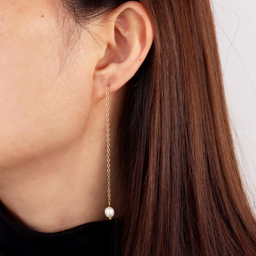 Pendientes de cadena de perlas barrocas naturales, clásicos, avanzados, de lujo, ligeros y de alta calidad