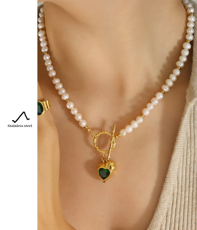 Women's Zircon Heart Shaped Love Titanium Steel Necklace
