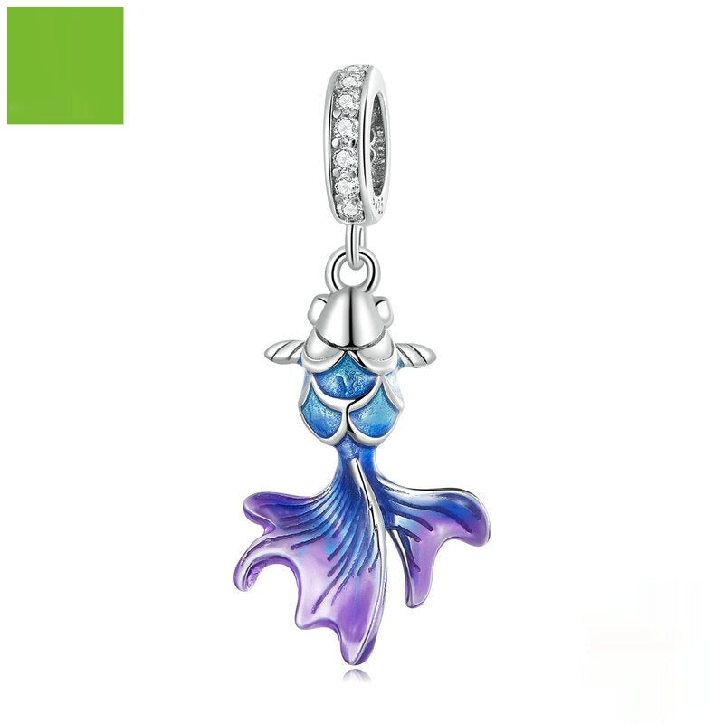 Dégradé goutte d'huile exquis Phoenix Bracelet à bricoler soi-même collier pendentif aile intelligente S925 argent perlé