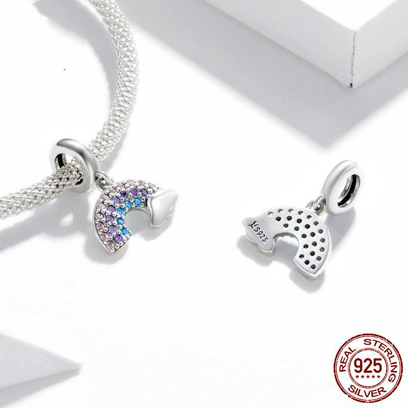 Accessoires d'ornements de pendentif en argent sterling S925 de couleur arc-en-ciel