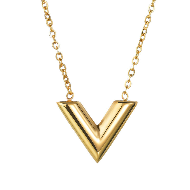 Collier Simple en forme de V en acier inoxydable, Bracelet, clous d'oreilles, costume