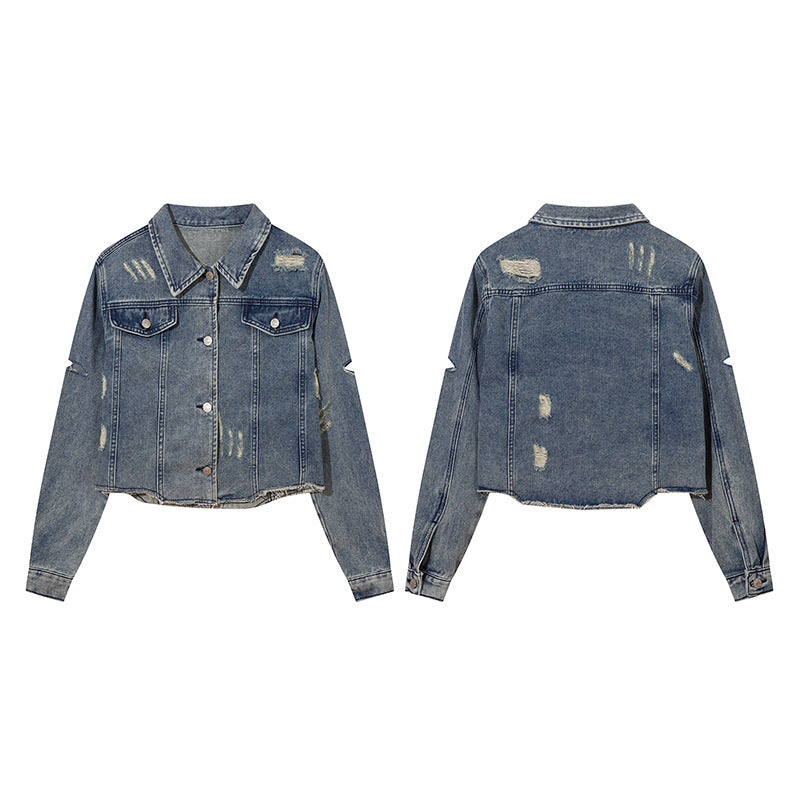 American Street Retro Ripped Denim Jacket