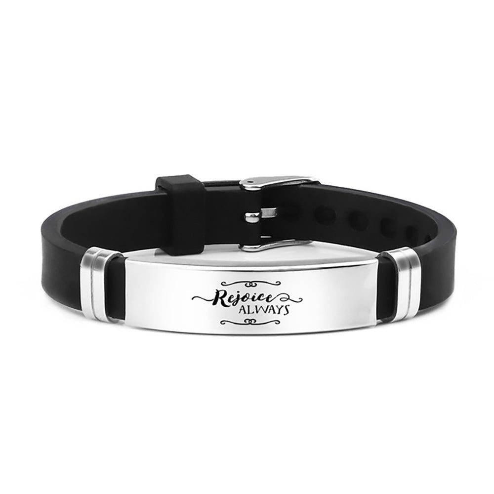 Nuevo Adorno de correa de pulsera de silicona de acero inoxidable