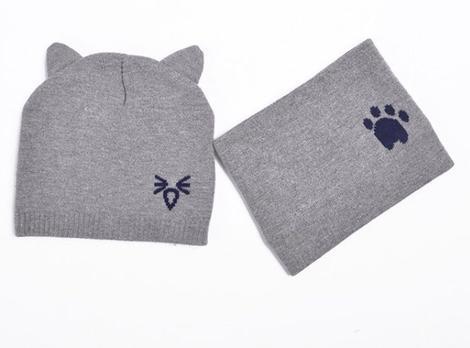 Ensemble chaud pour bébé, écharpe tricotée, protection des oreilles, chapeau pour bébé garçon et fille, bonnet d'hiver, écharpes, costumes, chat de dessin animé, nouveau-né