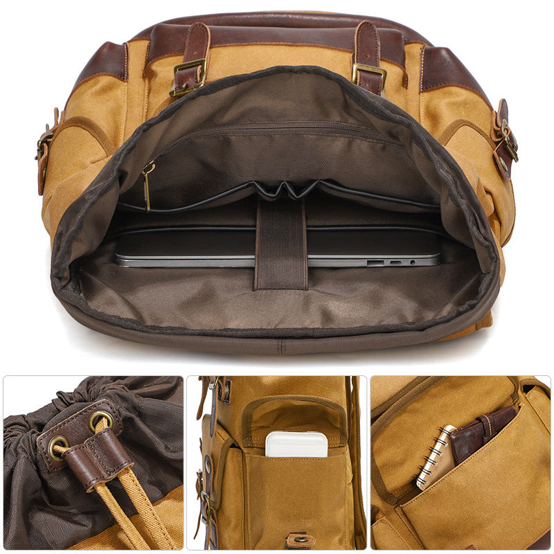 Sac à dos vintage en toile extérieure imperméable de grande capacité