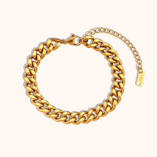 Bracelet en or à maillons cubains simples, intérêt spécial, luxe léger