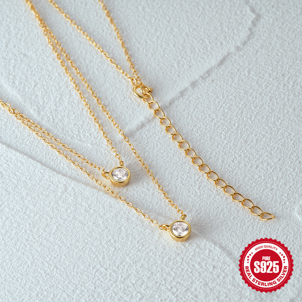 Collar de doble capa de plata de ley S925