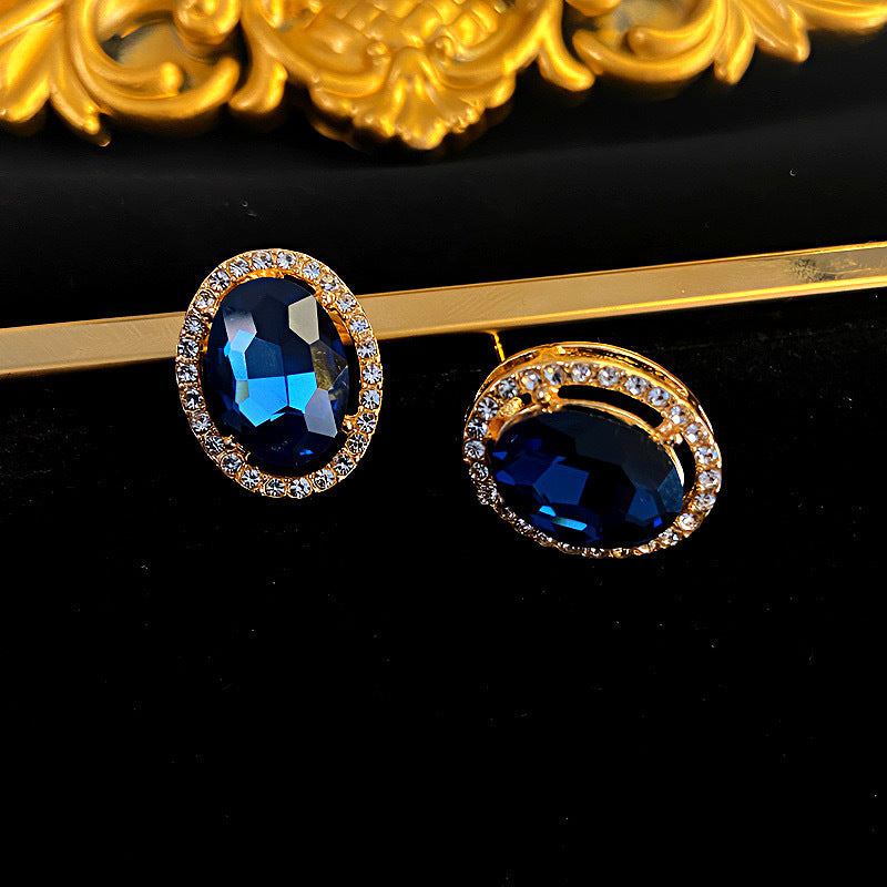 925 Silver Needle Water Diamond Retro Style Earrings