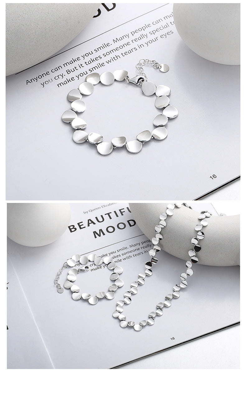 S925 Sterling Silver Vintage Distressed Creative Necklace Bracelet