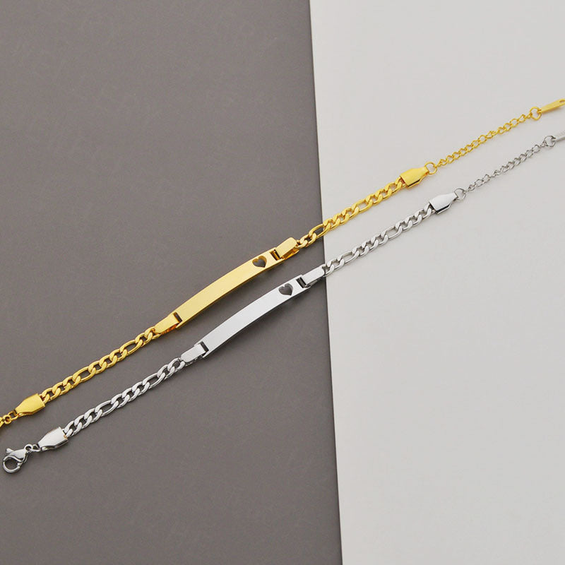 Bracelet incurvé en forme de cœur creux en acier inoxydable