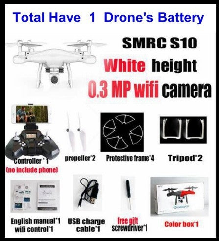 Promotion des ventes WiFi 2MP caméra avec S10 SMRC FPV quadrirotor Drone hélicoptère UAV Micro télécommande jouet RACER KIT avion