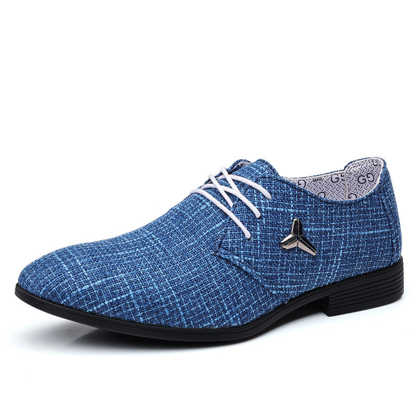 Chaussures en toile de lin pointues respirantes en tissu grande taille pour hommes