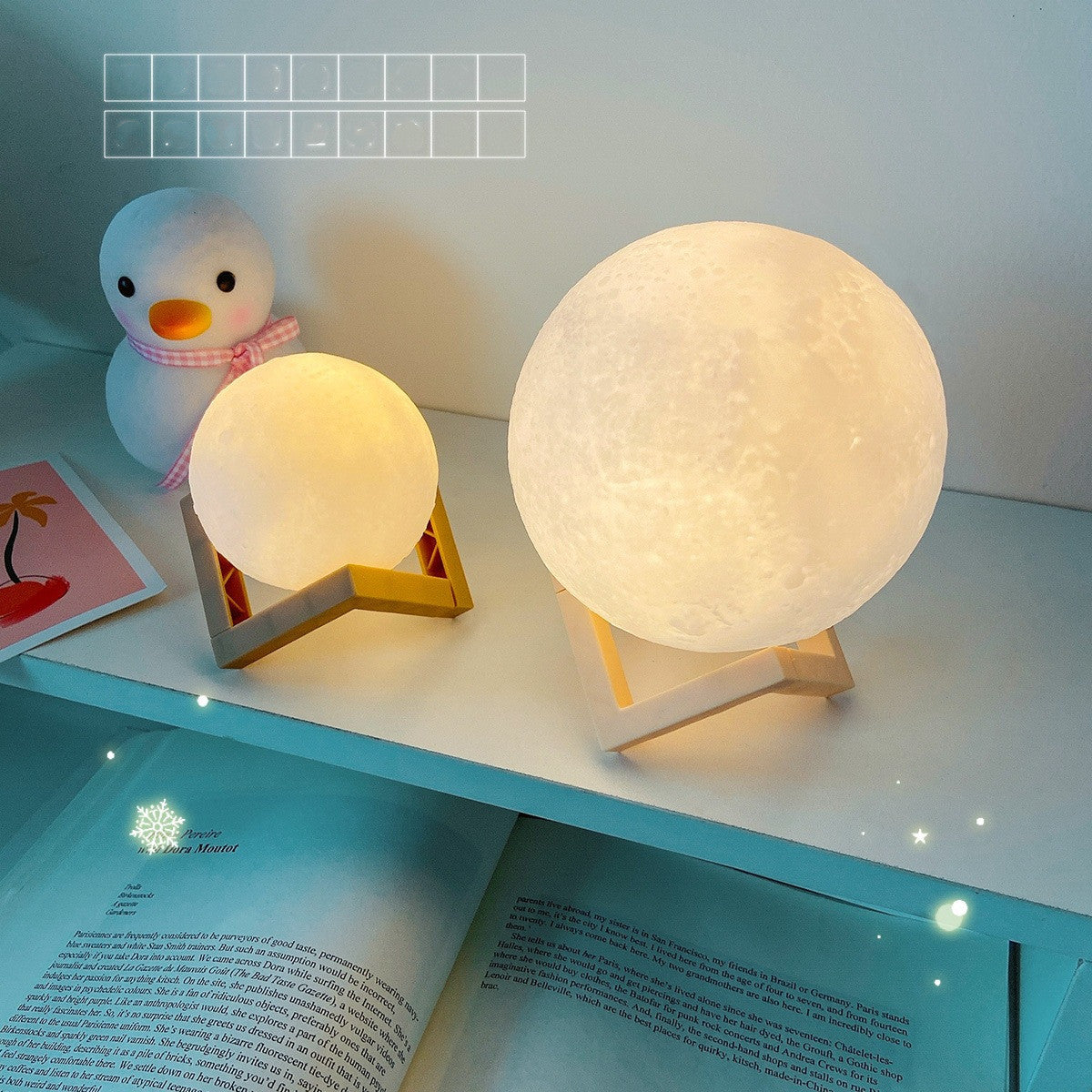 Lámpara LED de noche recargable con impresión 3D, luz de luna con Interruptor táctil creativo para decoración de dormitorio, regalo de cumpleaños