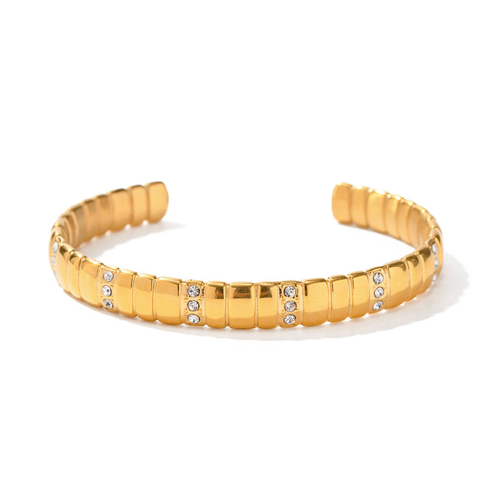 Stainless Steel Diamond Bread Pattern Bracelet Ornament