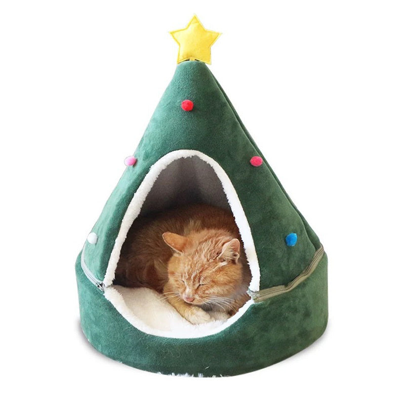 Árbol de Navidad Cama para mascotas Invierno Cálido Nido para mascotas Casa para gatos Suministros para mascotas perros