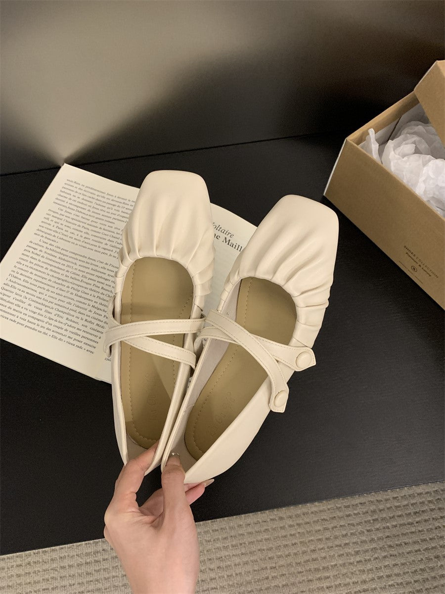 Chaussures Mary Jane rétro à bout carré assorties avec fond souple et surface souple