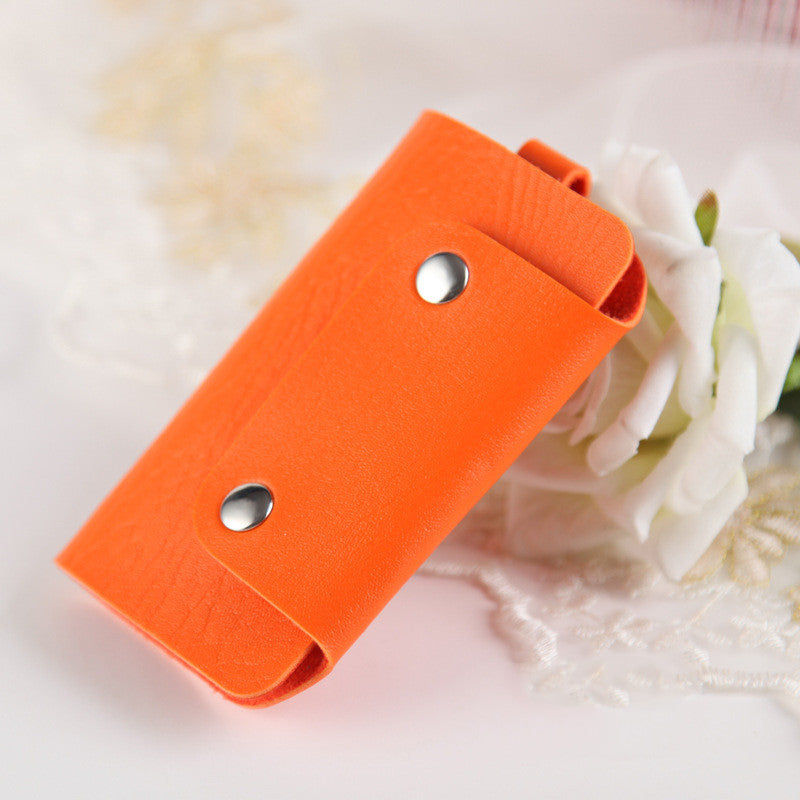 Color button leather key case