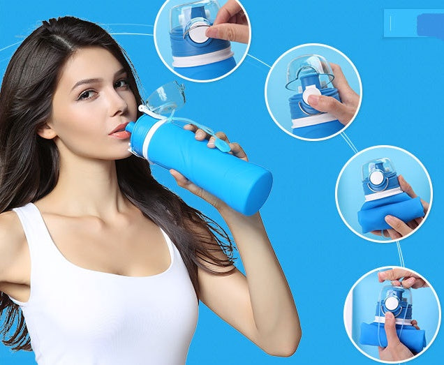 Bouteille d'eau pliante en Silicone bouteille d'eau en Silicone de qualité alimentaire voyage Portable tasse d'eau pliante voyage bouteille d'eau pliante