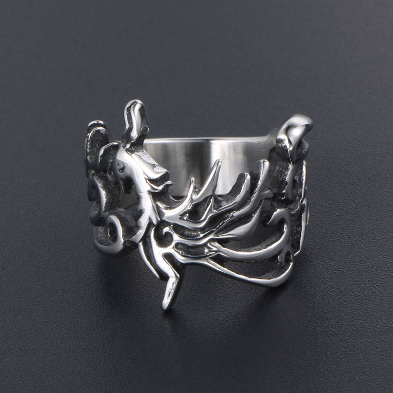 Ornament Retro Phoenix God Bird Titanium Steel Fashion Ring