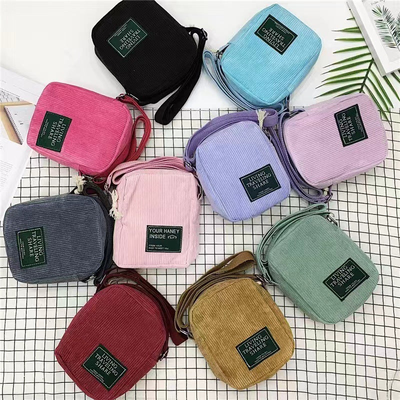 Bolso de mujer de pana retro fácil a juego