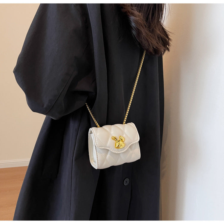 Bolso cuadrado pequeño con cadena de diamantes a la moda para mujer