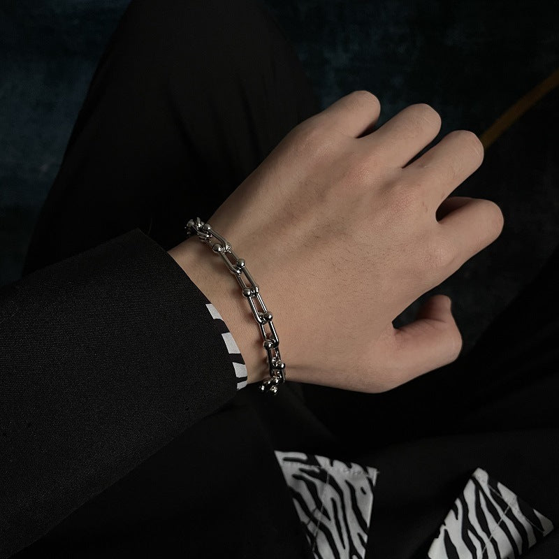 Bracelet minimaliste pour hommes, chaîne en fer à cheval