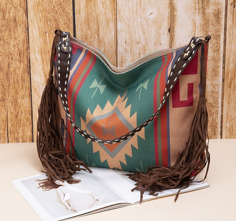 Sac rétro en coton et lin pour femmes, Portable