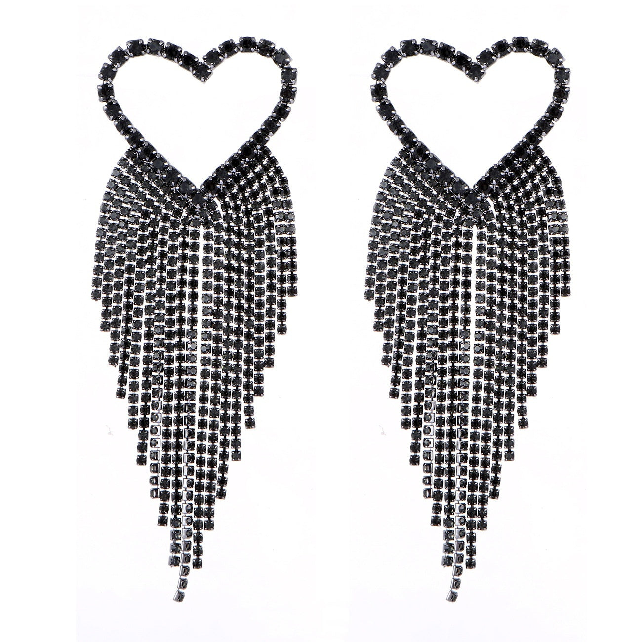 Boucles d'oreilles à longues franges en diamant exagérées et personnalisées
