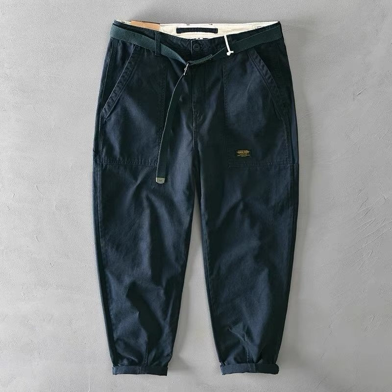 Autumn Men's Casual Washed Overalls Retro Loose Trousers