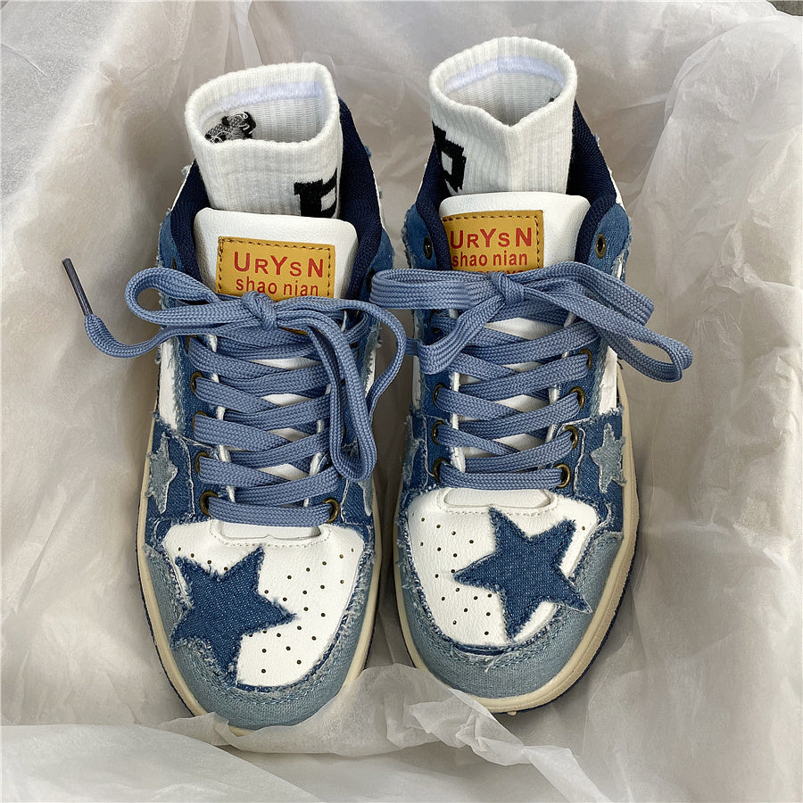 Zapatillas Retro Azul Denim Niche Estilo Hong Kong
