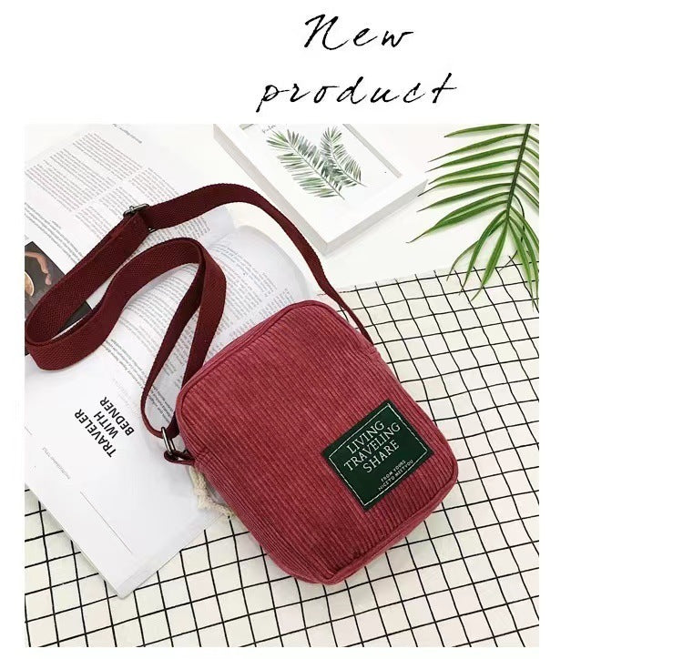 Bolso de mujer de pana retro fácil a juego