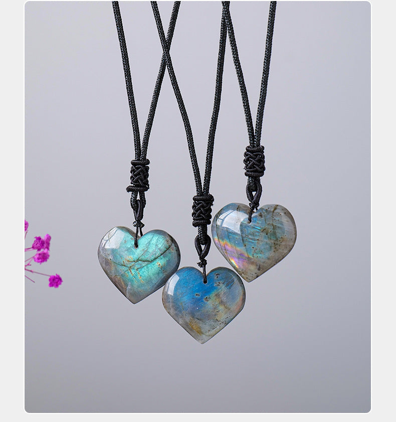Colgante de amor de labradorita de piedra de cristal natural