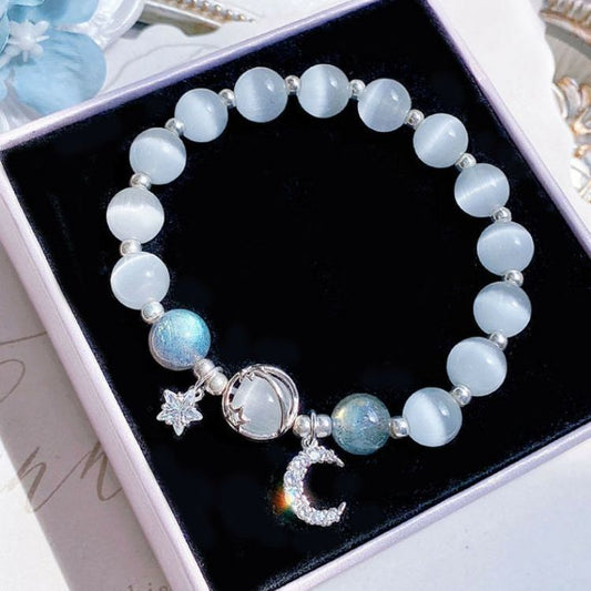 Bracelet opale lavande pour femme, Design d'intérêt particulier, gris clair de lune