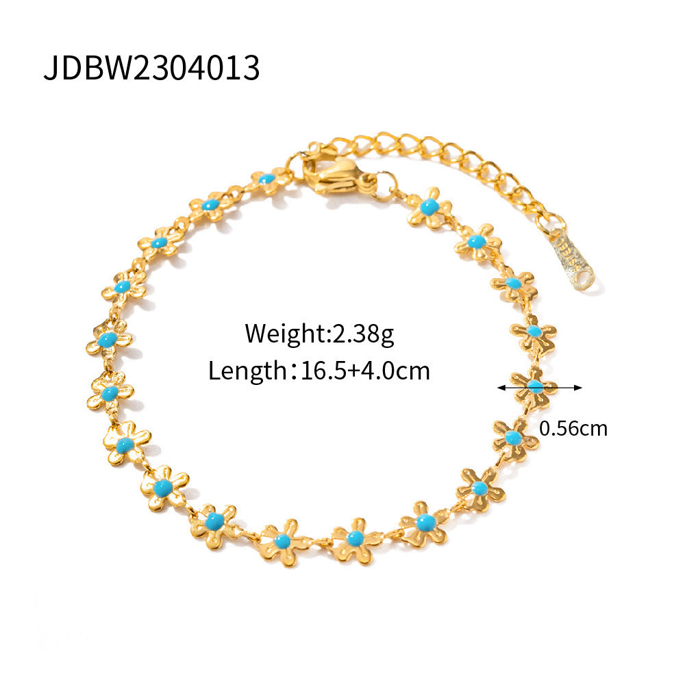 Collier et Bracelet à fleurs en glaçure, Style National pastoral, bijoux