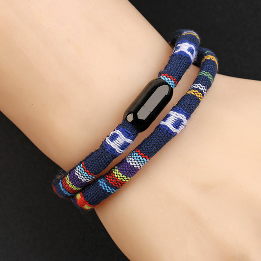 Bracelet en acier inoxydable pour hommes, simple, en tissu européen et américain, sangle de transport populaire