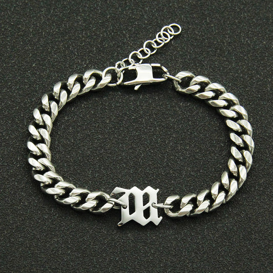 Bracelet chaîne à maillons cubains en acier titane