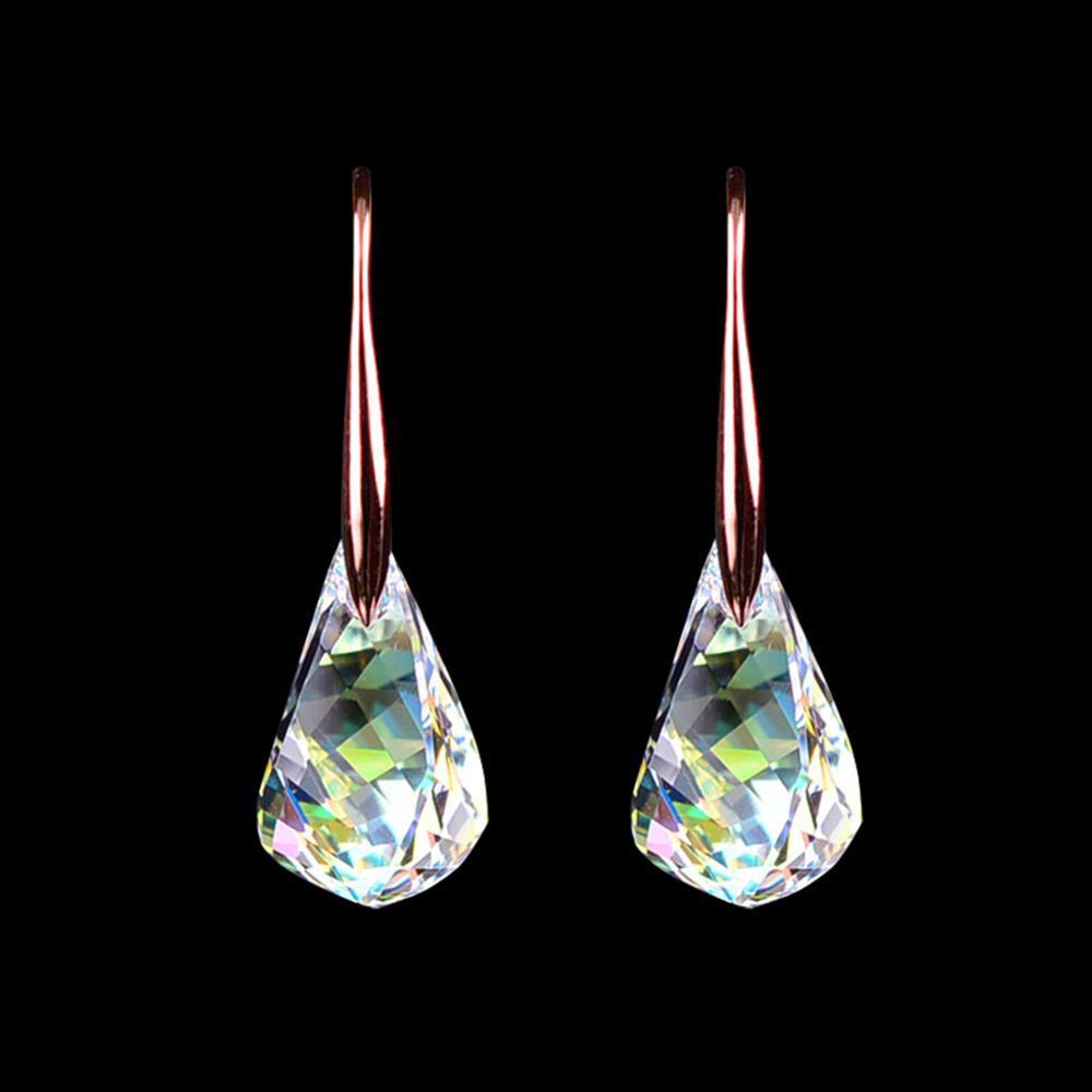 Boucles d'oreilles simples et élégantes en or rose, cristal artificiel