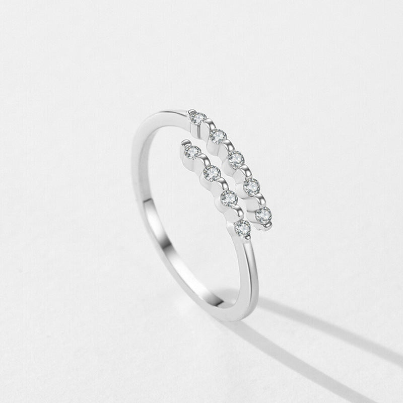 S925 Sterling Silver Geometric Ring European And American Niche Ins Design Diamond