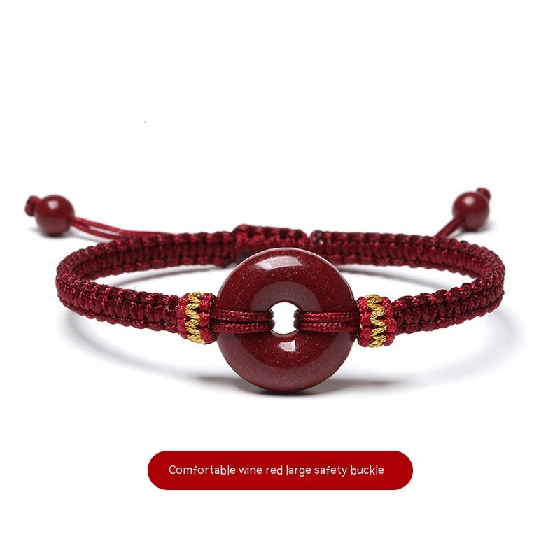 Women's Fashion Birth Year Cinnabar Peace Buckle Red Rope Bracelet