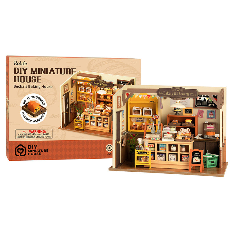 Robotime Rolife Becka's Baking House bricolage maison miniature pour enfants enfants 3D jouets d'assemblage en bois connexion facile décoration de la maison