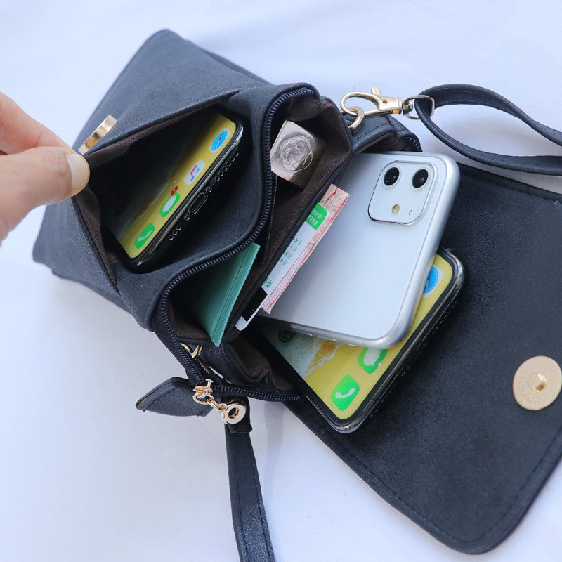 Mini bolso bandolera retro con múltiples compartimentos para teléfono móvil