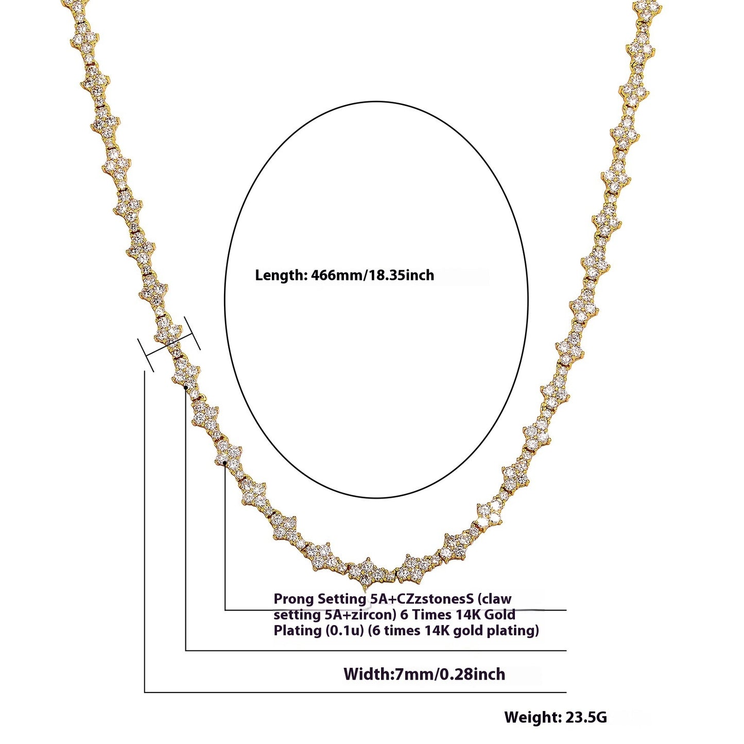 Tennis Bracelet Necklace Flower Shape Mixed Setting