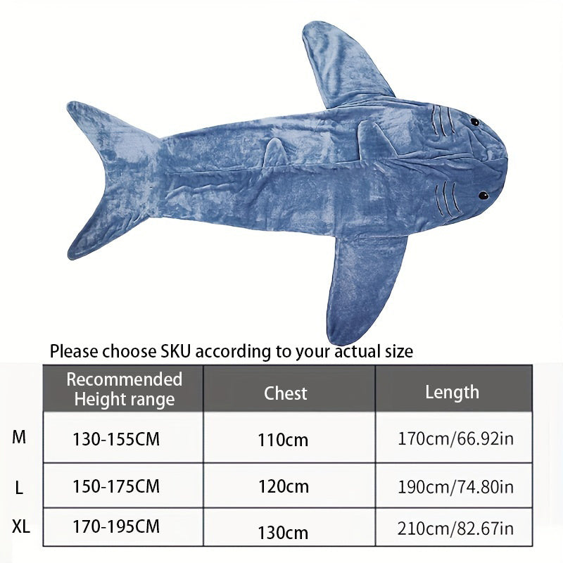 Couverture de requin pour adultes, couverture de requin à capuche, couverture de requin en flanelle super douce et confortable, sac de couchage pour costume de cosplay pour garçons et filles pour la nuit