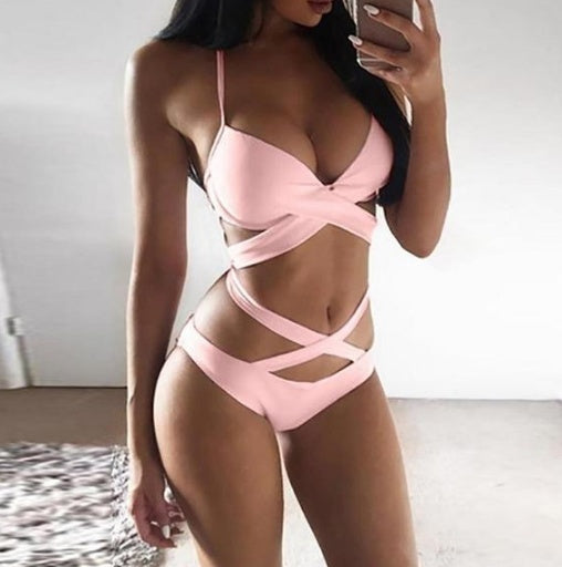 Traje de baño dividido para mujer sexy bikini a juego en color blanco y negro