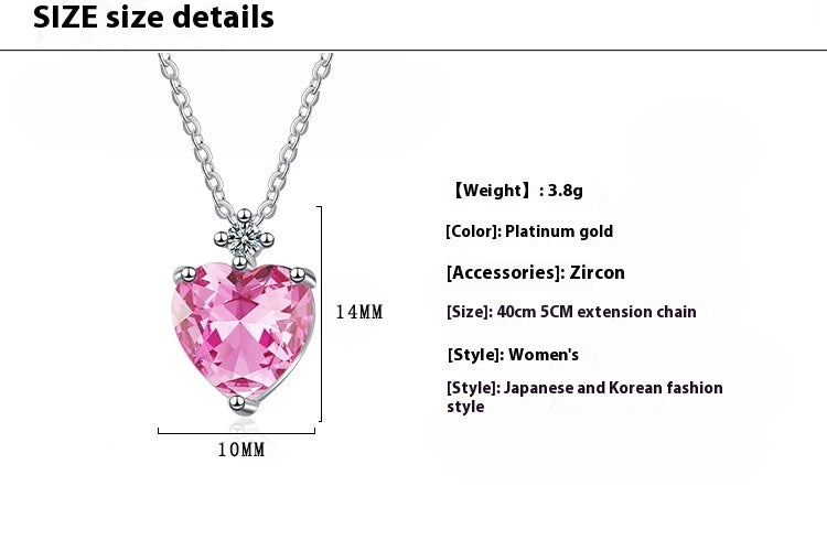 Women's Simple Diamond-embedded Heart-shaped Pendant Necklace
